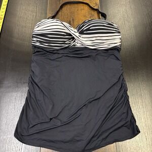 ANNE COLE SIGNATURE Black RUCHED‎ TWIST FRONT SWIM DRESS ONE PIECE SWIMSUIT 20W